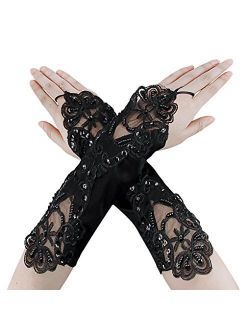 Deceny CB Long Gloves for Flower Girls Fancy Gloves for Costume Princess Gloves