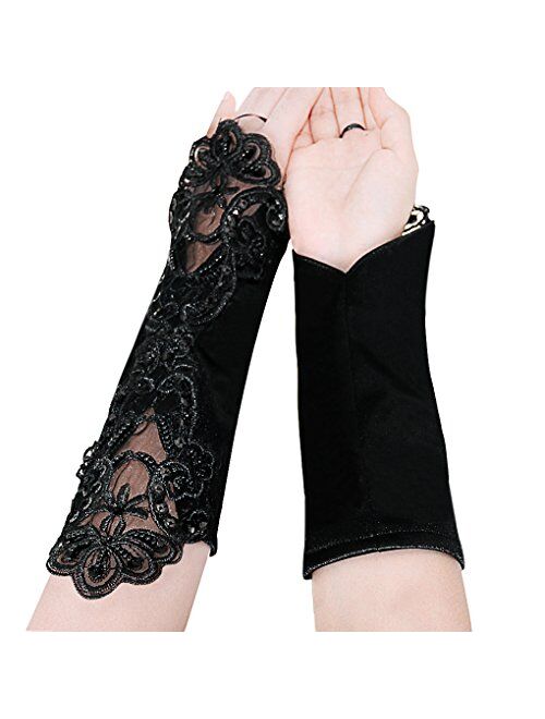 Flower Girls Gloves Pageant Satin Bowknot Wrist Long Lace Wedding Dress Gloves