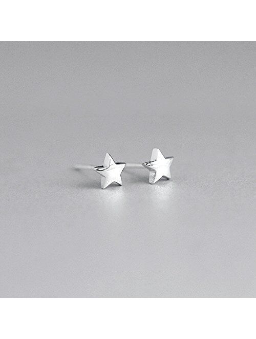 HANFLY Star Earrings Sterling Silver Star Stud Earrings Tiny Star Earrings