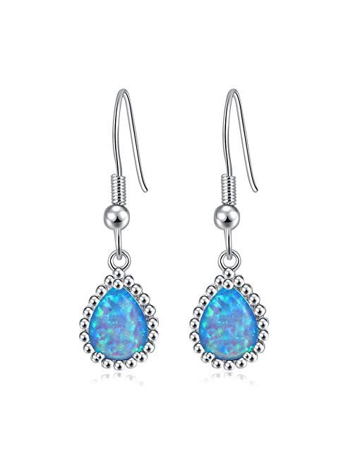CiNily Gold Plated Teardrop Shape Opal Dangle Drop Earrings For Women Girls Gemstone Leverback Drop Earrings