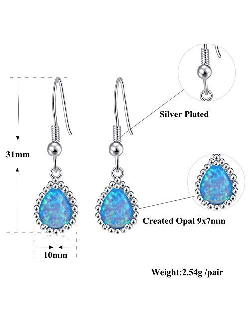 CiNily Gold Plated Teardrop Shape Opal Dangle Drop Earrings For Women Girls Gemstone Leverback Drop Earrings