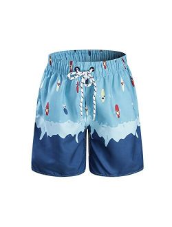 Boys Kids Shark Printed Swim Trunks Board Shorts with Pockets
