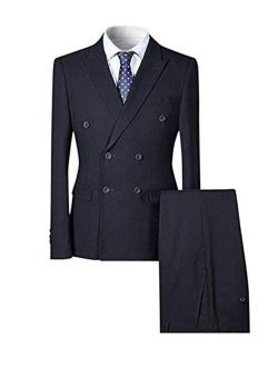 Men's Double Breasted Suits Notch Lapel 2 Pieces Wedding Suits Business Suit