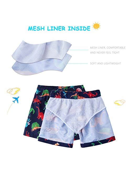 Funnycokid Boys Swim Trunks Quick Dry Kids Water Resistant Beach Board Shorts 3-12 Years