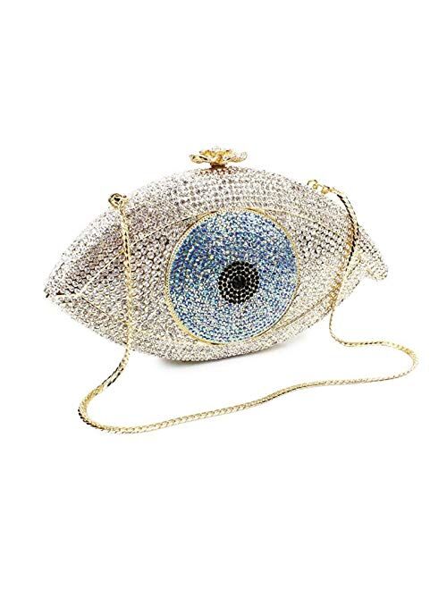 Mubolin Eye Shape Luxury Crystal Wedding Purses Women Handbag Clutch Evening Bag Purse