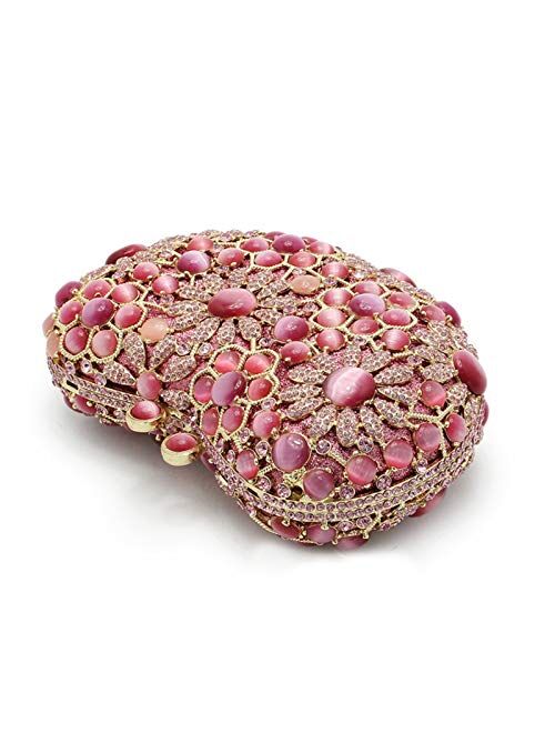 Mubolin Handmade Heart Shape Crystal Evening Clutch Purse Wedding Party Hand Bags Evening Clutch Bag (Color : Pink)