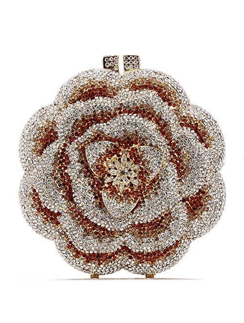 YEMESYAS Evening Bag Women's Flower Shape Handmade Diamond Rhinestone Clutch Bag