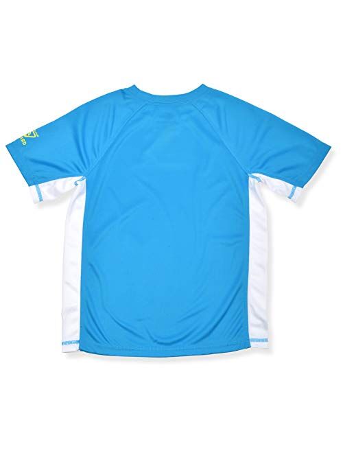 LAGUNA Boys Crewneck Short Sleeve Loose Fit Rashguard Swim Sun Tee Shirt, UPF 50+