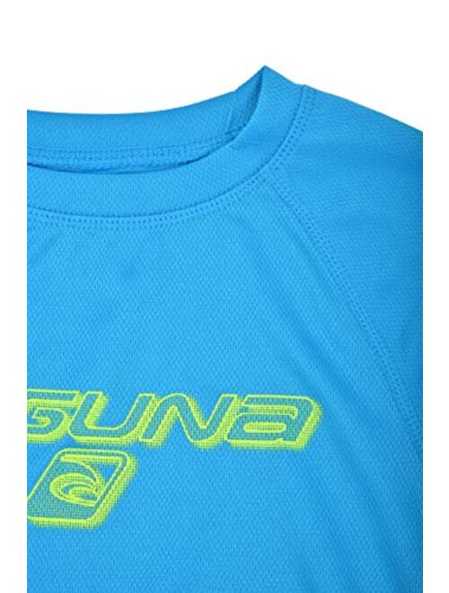LAGUNA Boys Crewneck Short Sleeve Loose Fit Rashguard Swim Sun Tee Shirt, UPF 50+