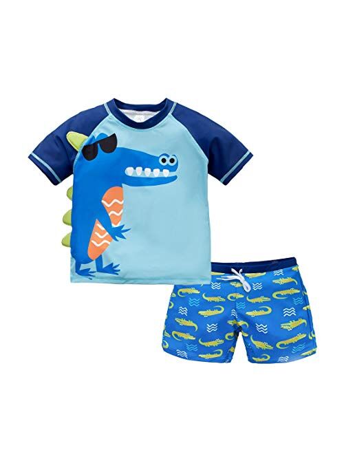 Vegaltair Little Toddler Boy's 2-Piece Swimsuit Trunk and Rashguard Ages 2-6 Years