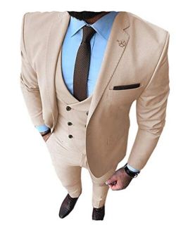 Shawl Lapel Vest Mens Wedding Suit 3 Pieces Notch Lapel Blazer Tweed Wool Blend Tuxedos