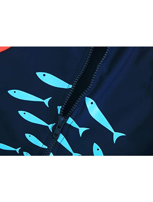 Boys One Piece Swimsuits Short Sleeve Rash Guard Shirt Bathing Suits for Boys