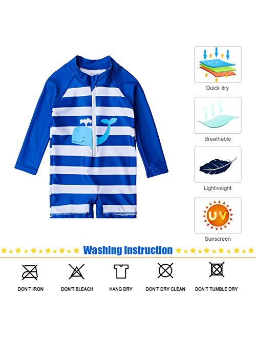 TUPOMAS Baby Toddler Boys Girls Swimsuit UPF 50+ Rashguard Swimwear One-Piece Long Sleeve Bathing Suits 6-36 Months