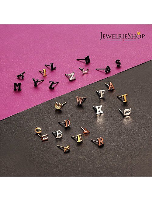 JewelrieShop Initial Letter Stud Earrings Hypoallergenic Alphabet A-Z Girls Earrings for Sensitive Ears