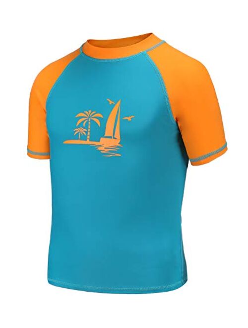 Blue 4T HowJoJo Little Boys Long Sleeve Rash Guard Shirts Swim Shirt UPF 50