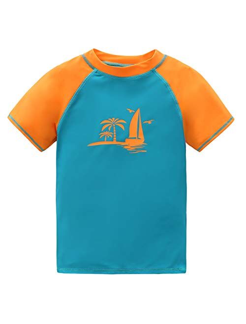 HowJoJo Boys Short Sleeve Rash Guard Shirts Swim Shirt UPF 50+