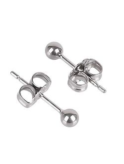 Ball Stud Titanium Earrings,Hypoallergenic for Women Girls High Polished Colored for Sensitive Ears, 3mm and 4mm Pure Titanium Nickel-Free Lead-Free