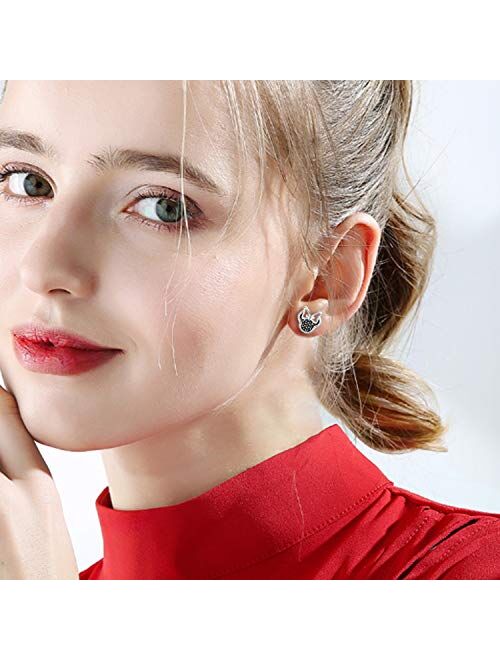 Elensan Mouse Stud Earrrings 925 Silver Sparkling Mini Mouse with Fashion Cubic Zirconia for Women Girl Birthday Gift