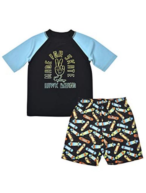 TONY HAWK 2-Piece Boys Swim Trunks and Protective Rash Guard Swim Shirt