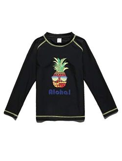 PHIBEE Boys' Rash Guard Shirt Long Sleeve UPF 50+ Sun Protection Swimwear