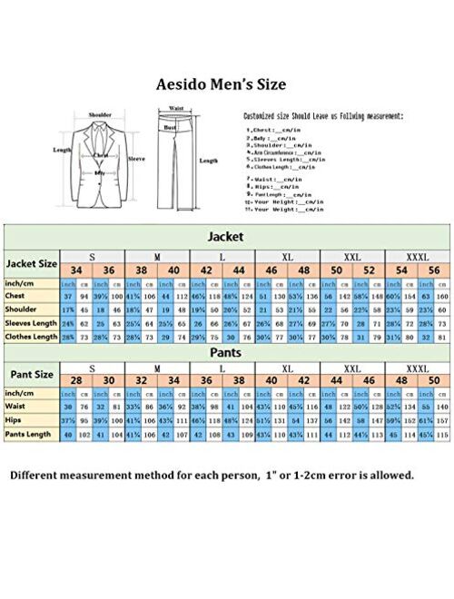 Aesido Men's Suits 2 Pieces Double Breasted Regular Fit Notch Lapel Solid Prom Tuxedos (Blazer+Pants)