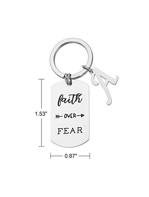 Augonfever Inspirational Faith Over Fear Initial Keychain Gift