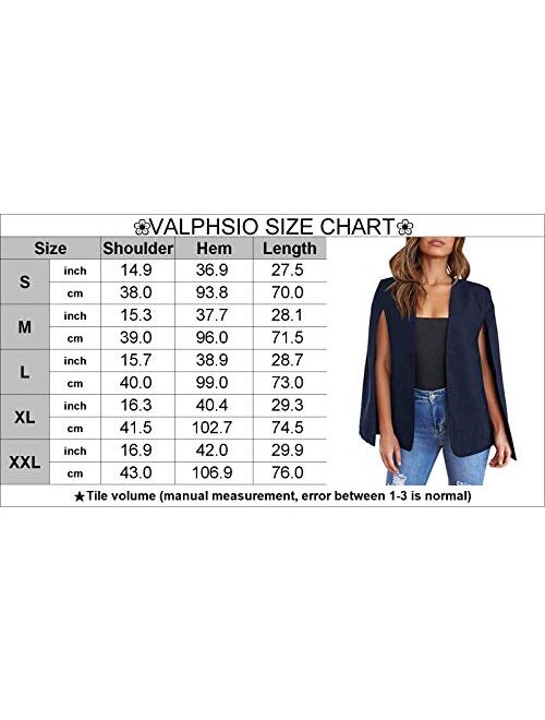 Valphsio Womens Cape Blazer Split Sleeve Open Front Lightweight Office Jacket Workwear