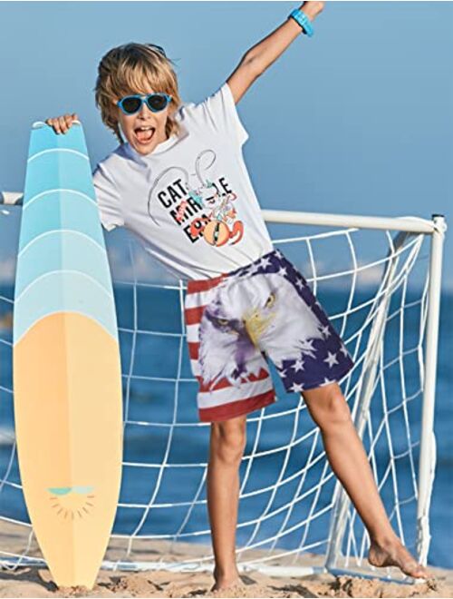 Freshhoodies Boy Kids Quick Dry Upf50+ Swim Trunks Cool Funny Beach Surf Shorts 6-14Years