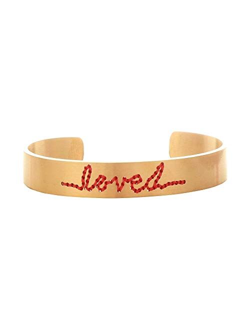 Coolcos Love Bracelets for Women Hand-Embroidered Stitched Love Cuff Bangle Encouragement Gift for Girlfriend/Daughter/Wife