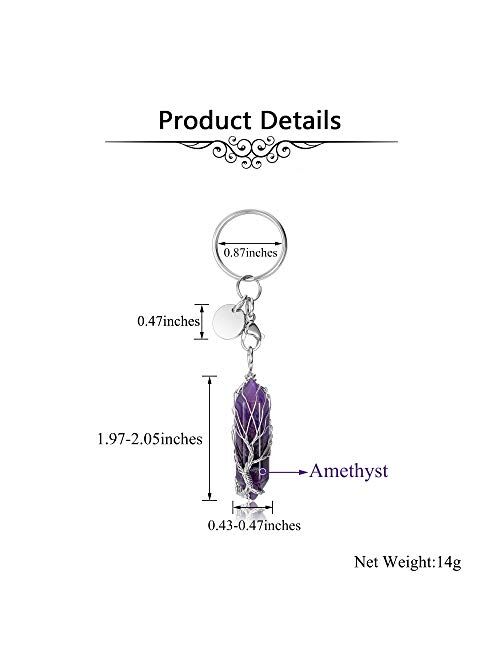 CrystalTears Amethyst Healing Crystal Tree of Life Keychain Keyring for Women