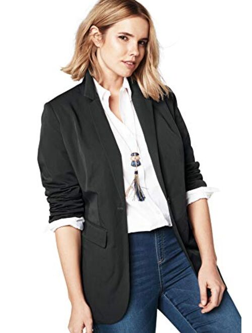 Roaman's Women's Plus Size Boyfriend Blazer Professional Jacket