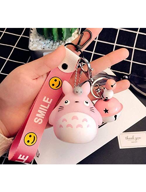 1 Super Cute Cartoon Bell Totoro Keychain Different Squeaky Voice Toy Bag Pendant Gift Set