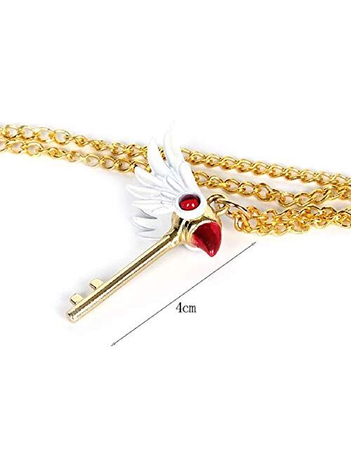 GK-O Anime Card Captor Sakura Kinomoto Sakura Star Wand Keyring Necklace Pendant Key Chain