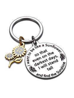 Inspirational Spiritual Keychain Sunflower Charm Gifts for Women Her Best Friend Him Birthday Christmas Graduation Floral Gifts for Adult Teen Girls Daughter Come of Age 