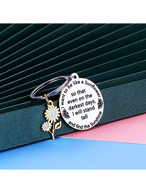 Inspirational Spiritual Keychain Sunflower Charm Gifts for Women Her Best Friend Him Birthday Christmas Graduation Floral Gifts for Adult Teen Girls Daughter Come of Age 