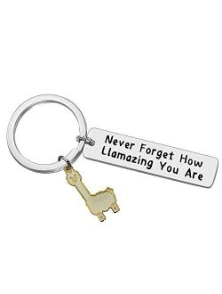 Llama Keychain Llama Gift Never Forget How Llamazing You are Keychain for Women Alpaca Gifts Animal Lover Gift Inspiring Inspired Motivational Keychains for Women,birthda