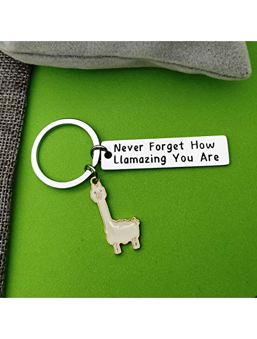 Llama Keychain Llama Gift Never Forget How Llamazing You are Keychain for Women Alpaca Gifts Animal Lover Gift Inspiring Inspired Motivational Keychains for Women,birthda