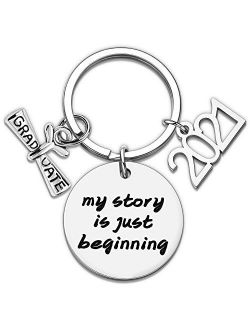 NEWNOVE Class of 2021 Graduation Gifts Engraved Mantra Inspirational Keychain High School College Graduation Gifts for Her