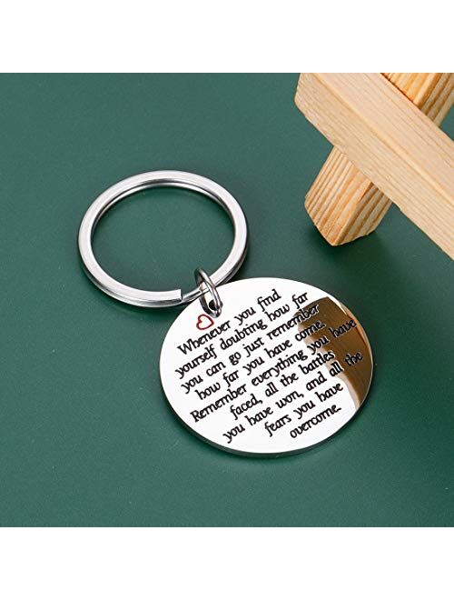 Encouragement Recovery Christmas Gifts Sobriety Keychain for Women Men Positive Awareness Sympathy Gift for Cancer Survivor Daughter Sister Friend Keyring Inspirational G