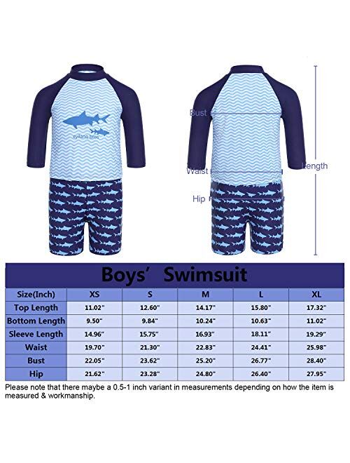 GAZIAR Boys Swimwear Sets Shark Dinosaur Swimsuit Two Piece with Rash Guard UV Protection 2-7 Years