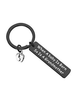 QIIER LQRI Grandma to Be Keychain When a Baby is Born so is a Grandmother Keychain Baby Announcement Gift for New Grandma