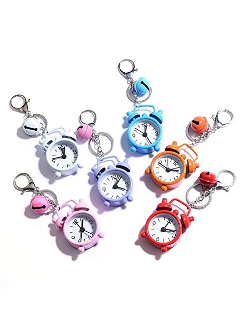JZYZSNLB Keychain Cute Mini Alarm Clock Keychain Small Watch Key Chain Women Men Car Key Ring Bag Charms Pendant Trinket Jewelry Souvenir Gift (Color : Blue)