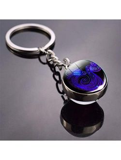 JZYZSNLB Keychain 12 Constellation Keychain Fashion Double Side Cabochon Glass Ball Keychain Zodiac Signs for Men for Women Birthday Gift (Color : Aquarius)