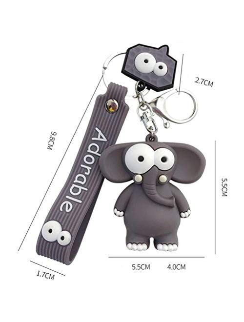 FUNZZY Elephant Key Ring Cartoon Hanging Key Chains Bag Car Key Pendant for Woman Girls