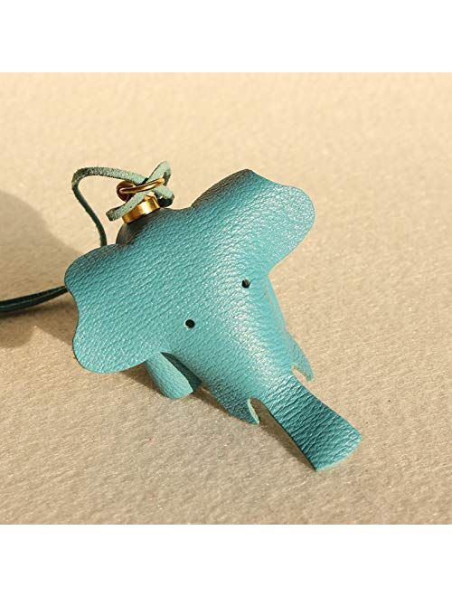 Key Chains - Multicolor Handmade Genuine Leather Cute Funny Lucky Elephant Keychain Pendant Animal Key Chain Women Bag Charm Accessories - by Mct12-1 PCs