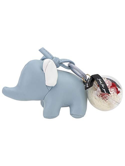 VALICLUD Elephant Keychain with Everlasting Flower Keyring Purse Pendant Handbag Charm Car Bag Keychain Charm for Girlfriend Couple Lover