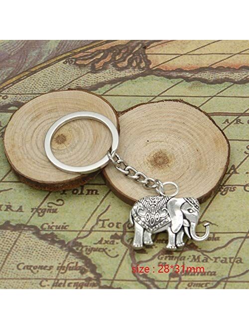 WYSIWYG 3 Pieces Key Chain Women Key Rings for Car Keychains with Charms Double Sided Elephant 28x31mm