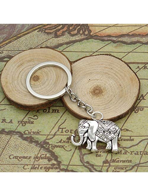 WYSIWYG 3 Pieces Key Chain Women Key Rings for Car Keychains with Charms Double Sided Elephant 28x31mm