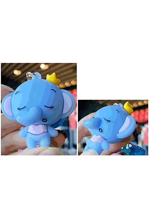 Decoration PVC Baby Elephant Keychains Keyring with Bells,Cute Keychain for Car Men and Women,Kids and Adults,Blue/Pink/Gray Exquisite (Color : Blue)
