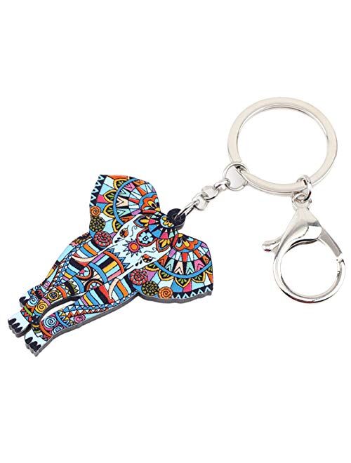 WEVENI Acrylic Jungle Elephant Keychains Key Ring Charm Jewelry for Women Girl Bag Car Handbag Wallet
